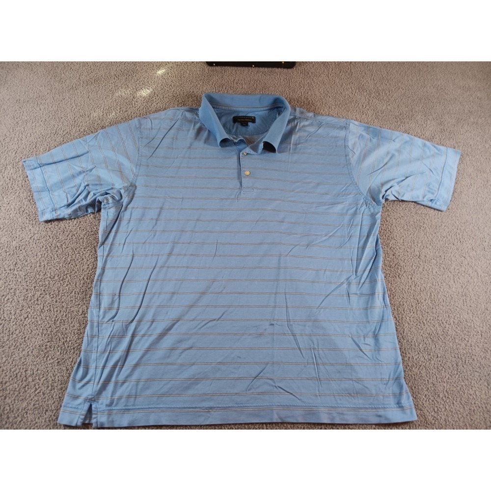 Cutter & Buck Signature Collection Golf Polo Shirt Mens XXL Blue Stripe Cotton